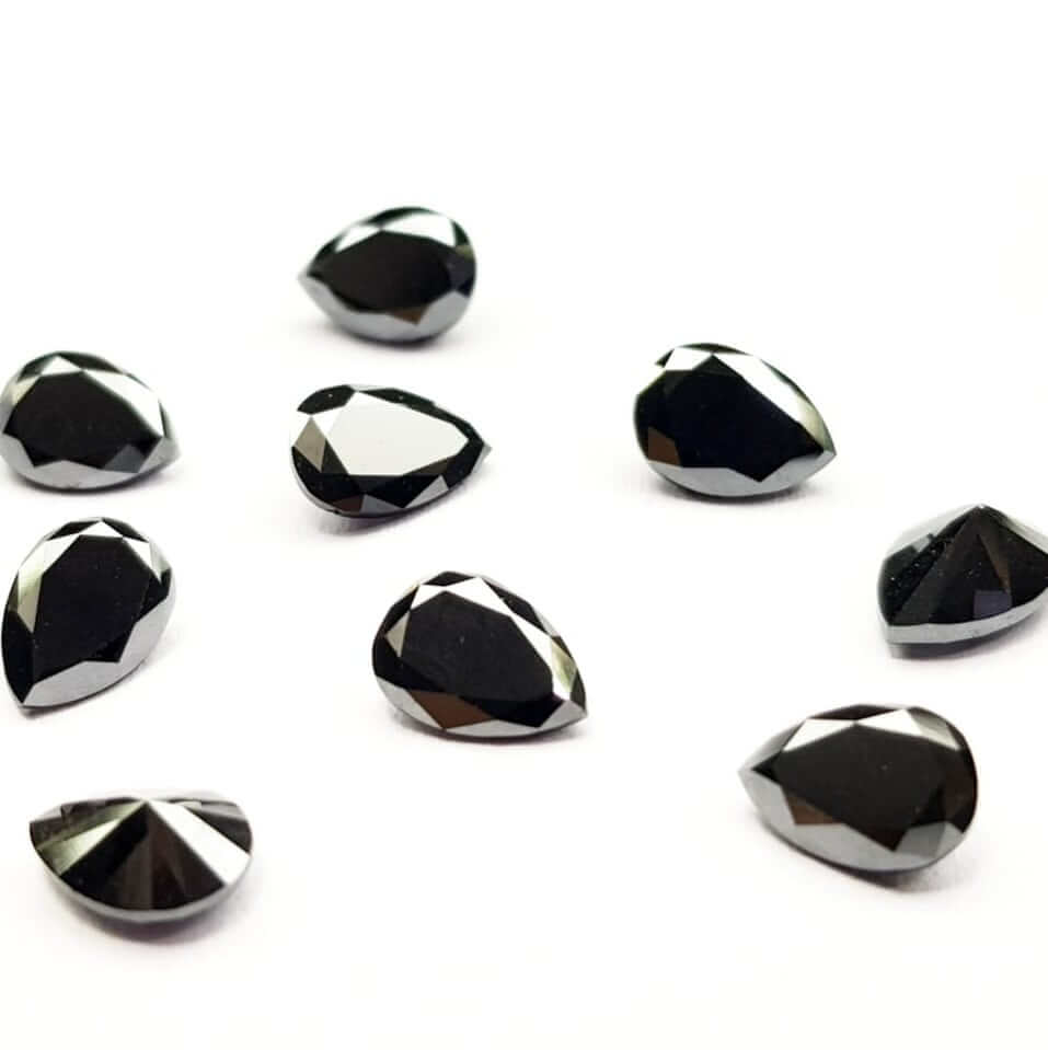 1 CT Pear Cut Black Loose Moissanite Diamond