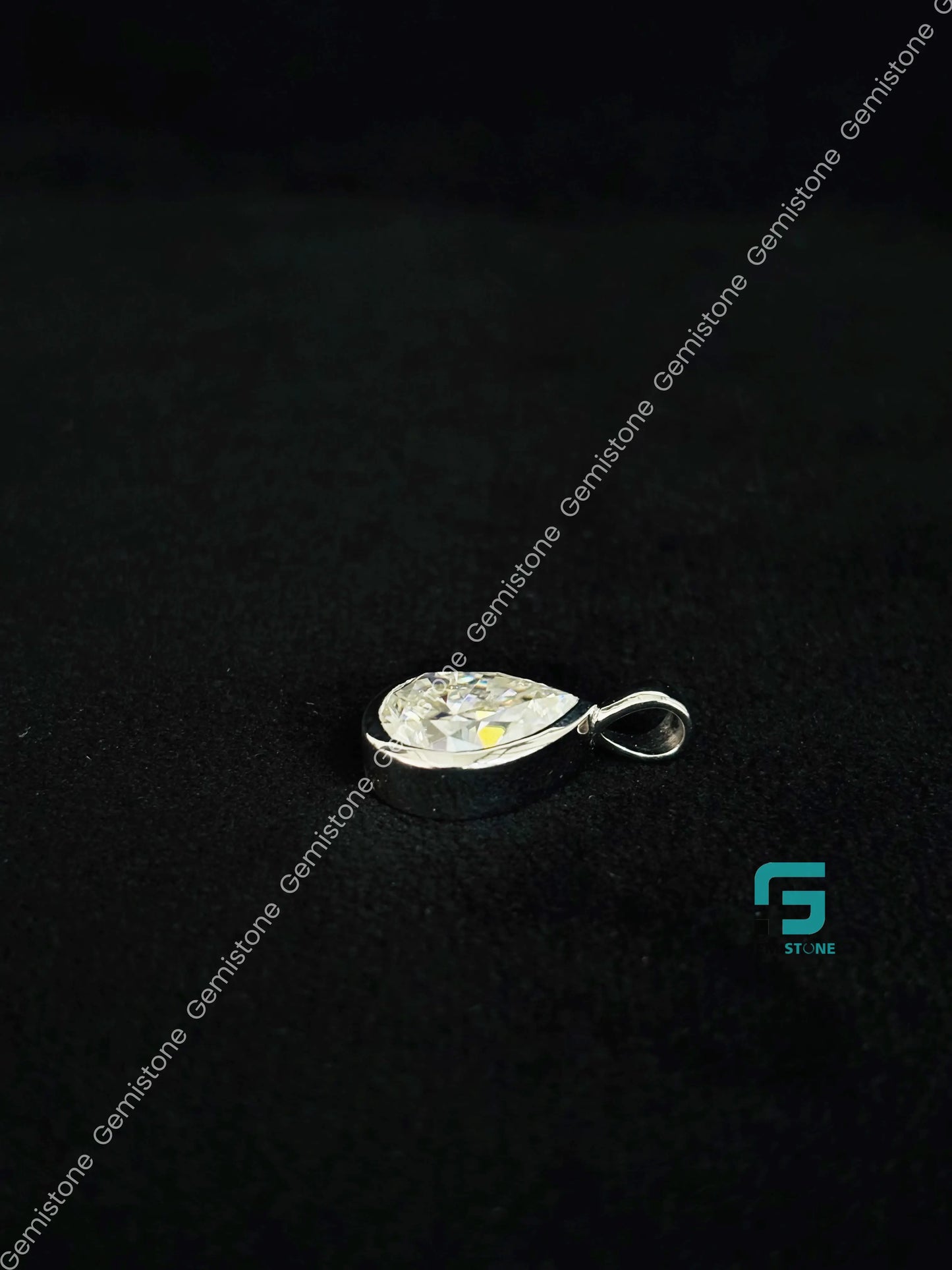 Pear Bezel Set Moissanite Pendant For Her