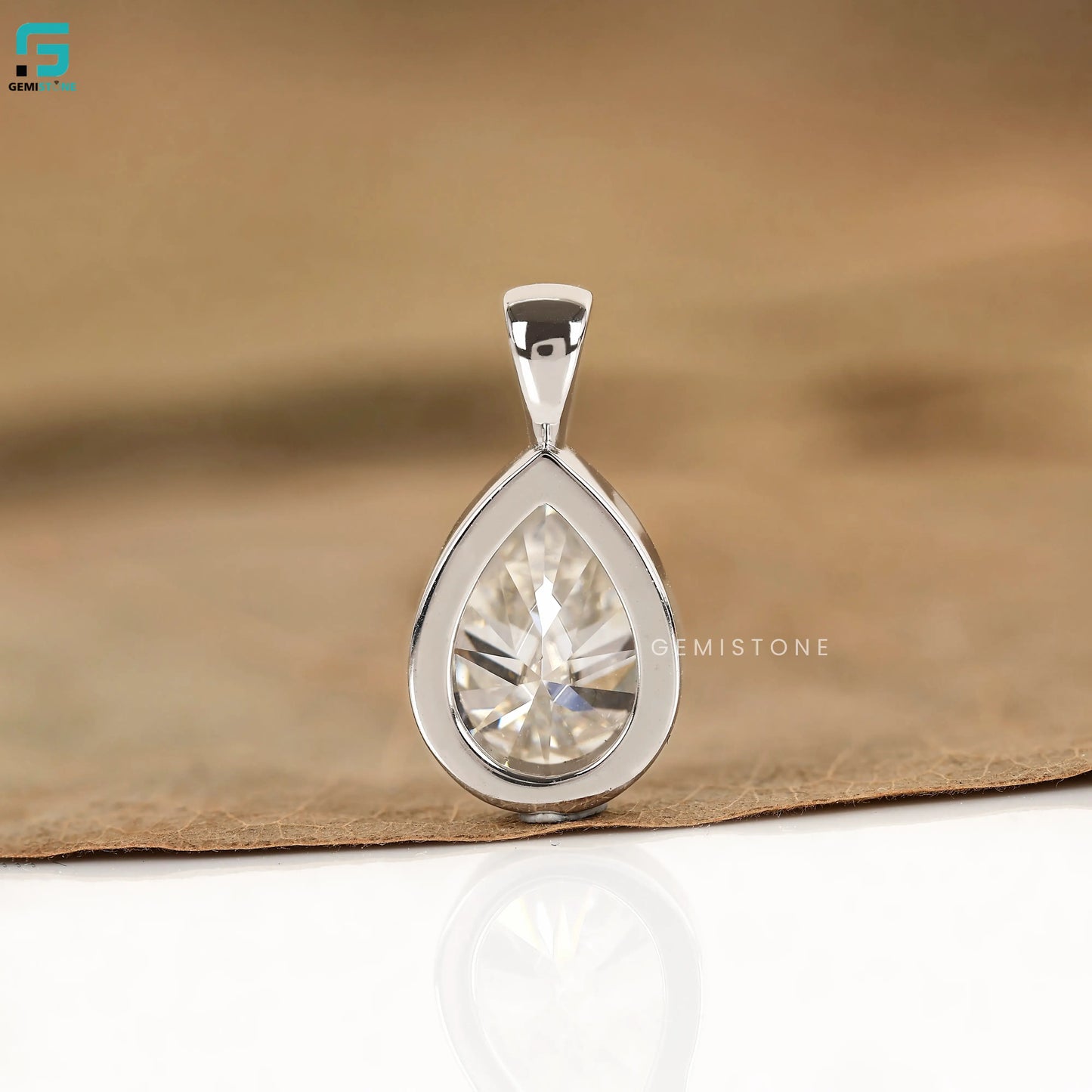 Pear Bezel Set Solitaire Women Pendant