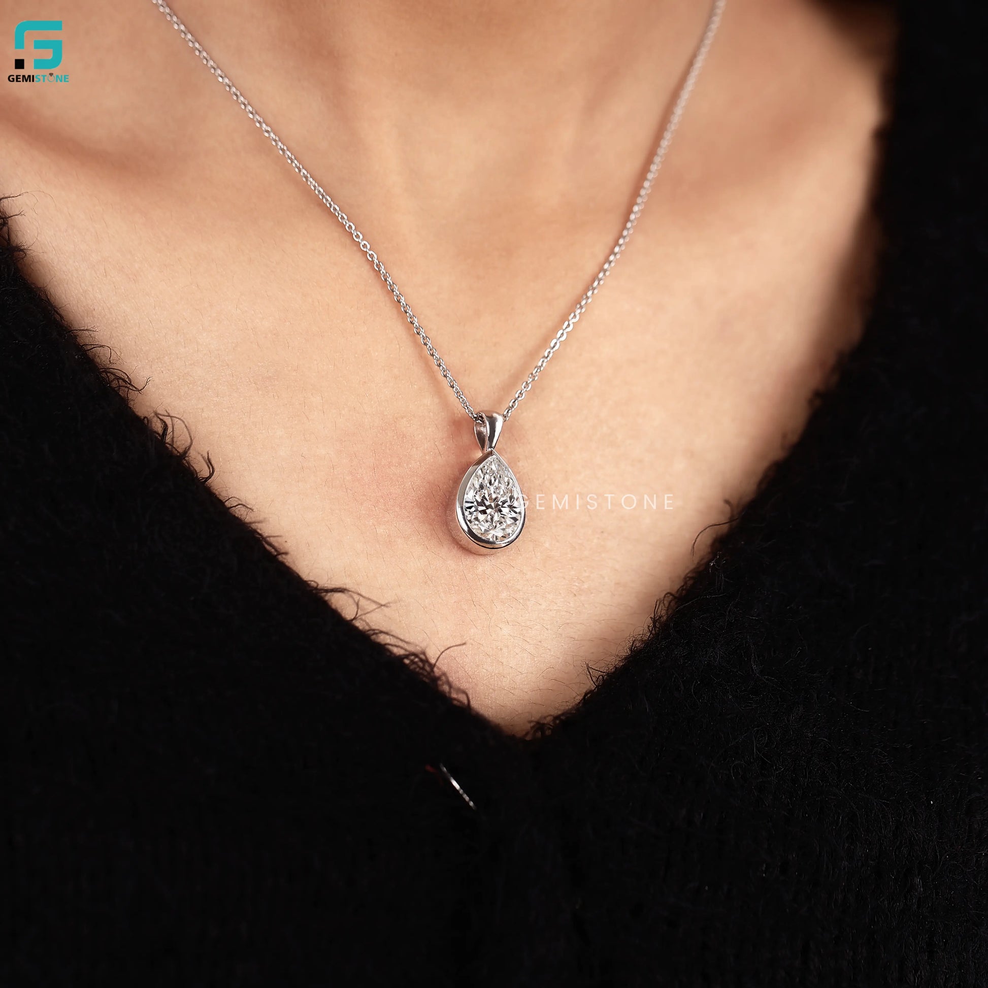 Pear Cut Lab Grown Diamond Pendant