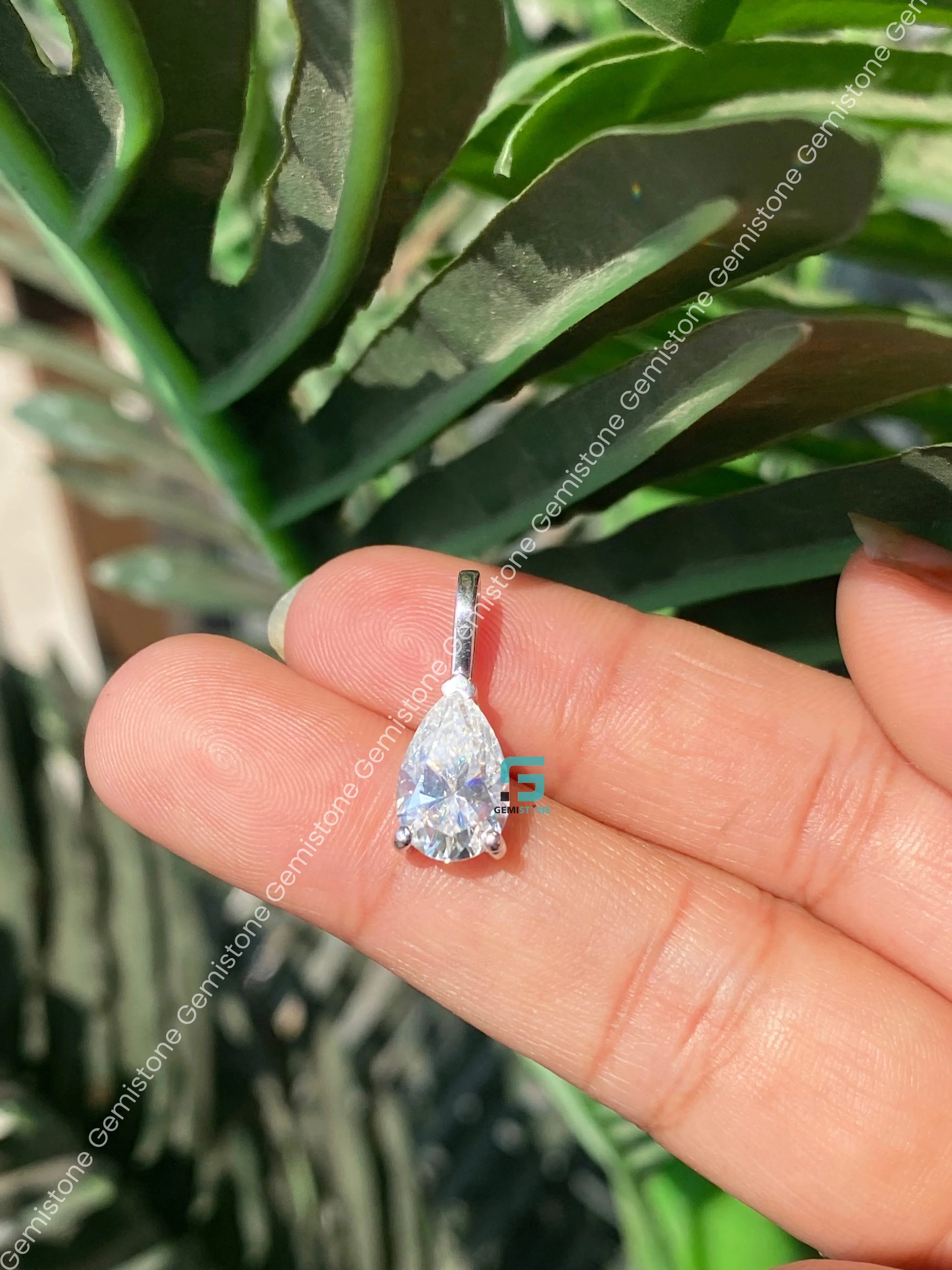 Pear Cut Moissanite Solitaire Pendant For Her