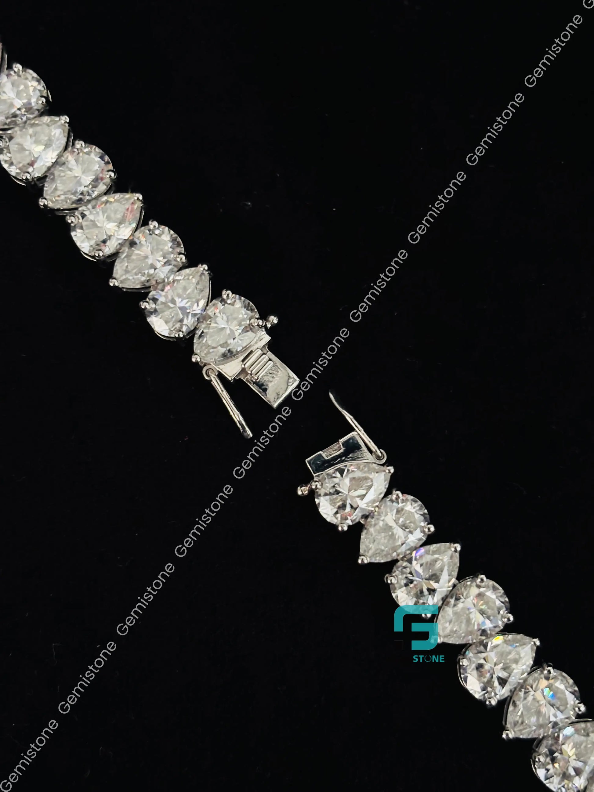 Pear Cut Tennis Iced Out Moissanite Diamond Chain 