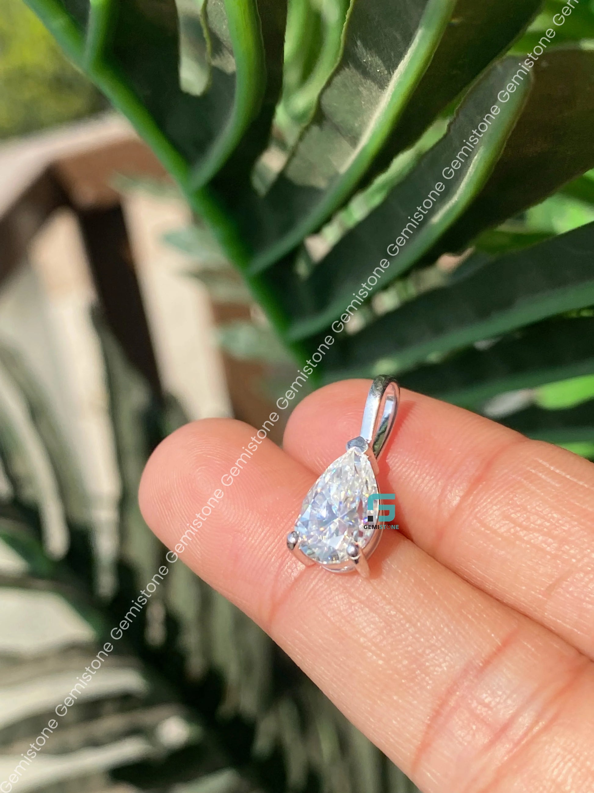 Pear Moissanite Solitaire Pendant For Her