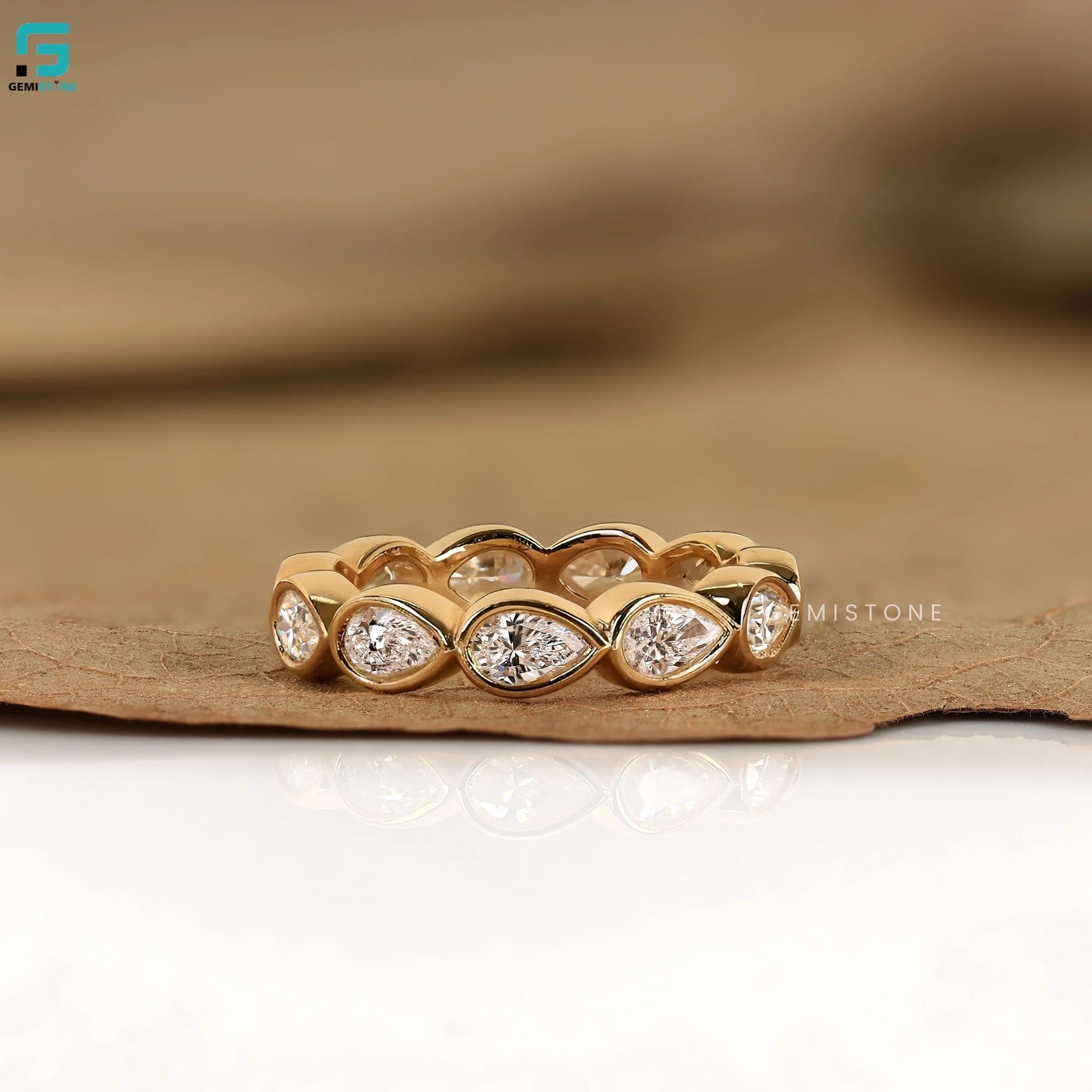 Pear cut Bezel Set Lab Grown Diamond Band 