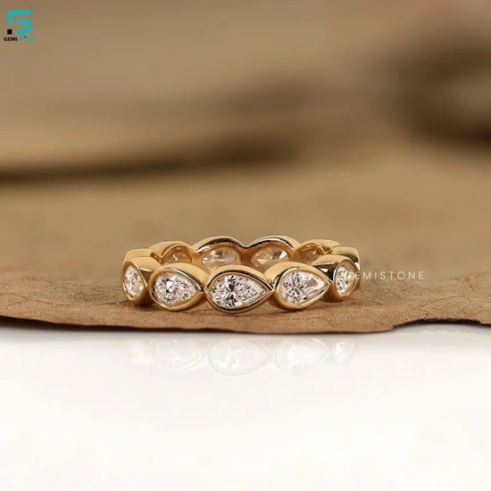 Pear cut Bezel Set Lab Grown Diamond Band 