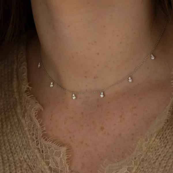 2.16 Carat Teardrop Round Cut Moissanite Diamond Pendant Necklace