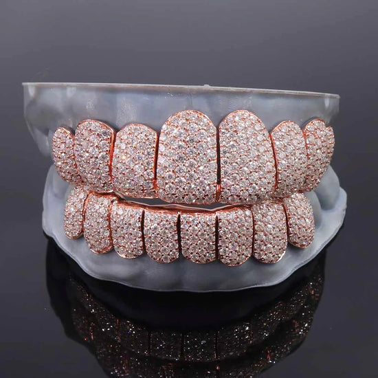 8 on 8 Custom Iced Out Perm Cut Diamond Moissanite Grillz