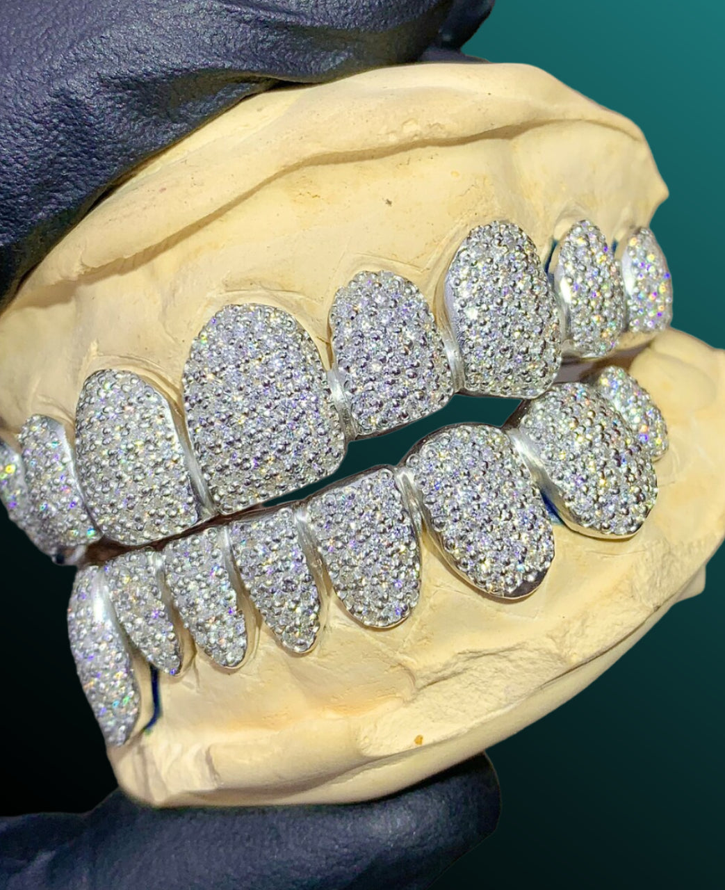 Perm Cut Iced Out Diamond Grillz Custom 925 Silver