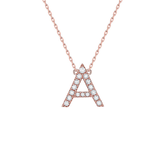 Personalized Diamond Letter Necklace | Custom Diamond Initial "A" Letter Necklace