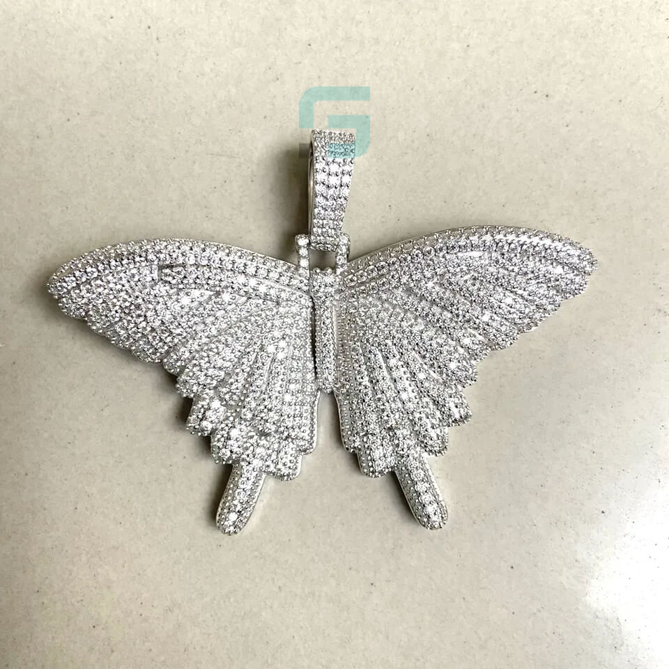 VVS Moissanite 3D Butterfly Iced Out Pendant