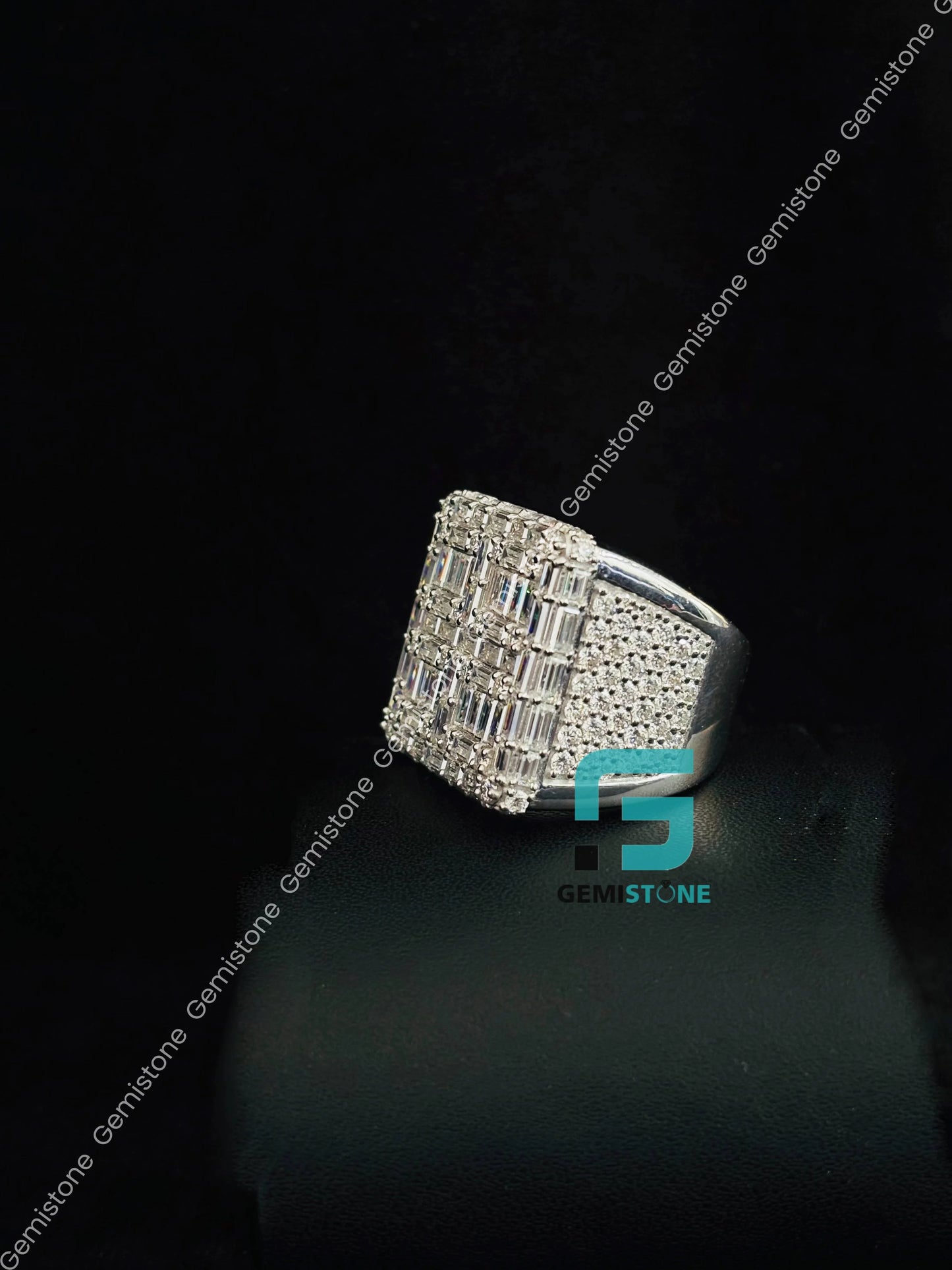 Personalized Iced Out Baguette Diamond Ring