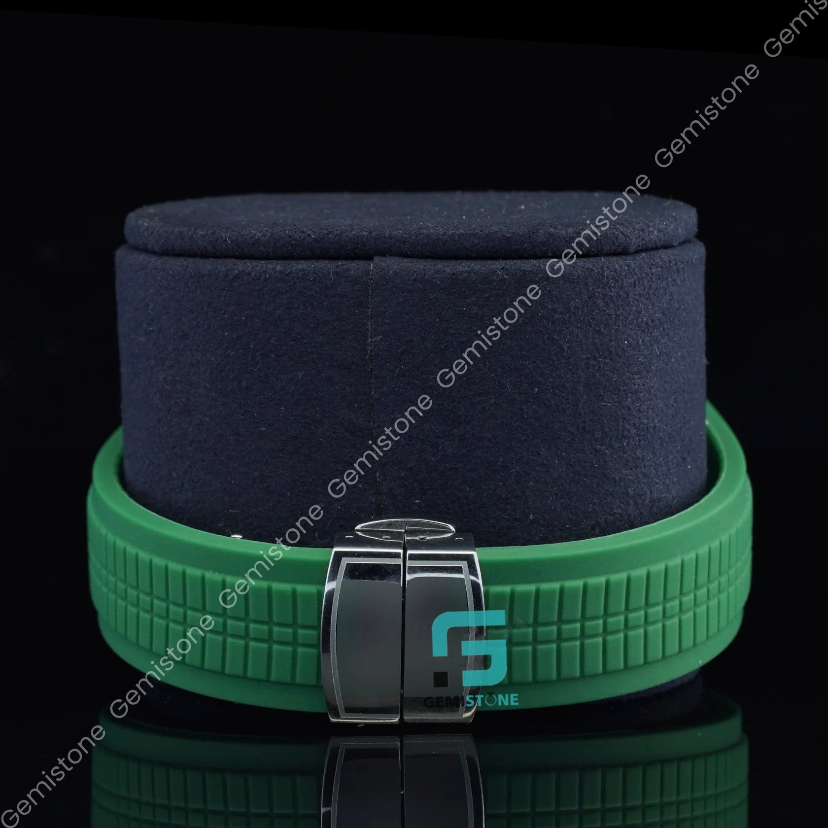 Pine-Green-Silicon-Strap-Moissanite-Watch
