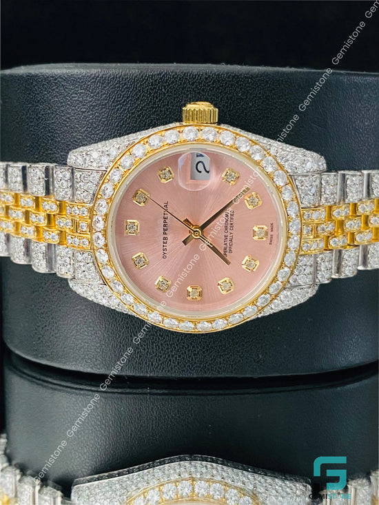 Pink_Bezel_Dial_Moissanite_Watch_Gift_For_Him