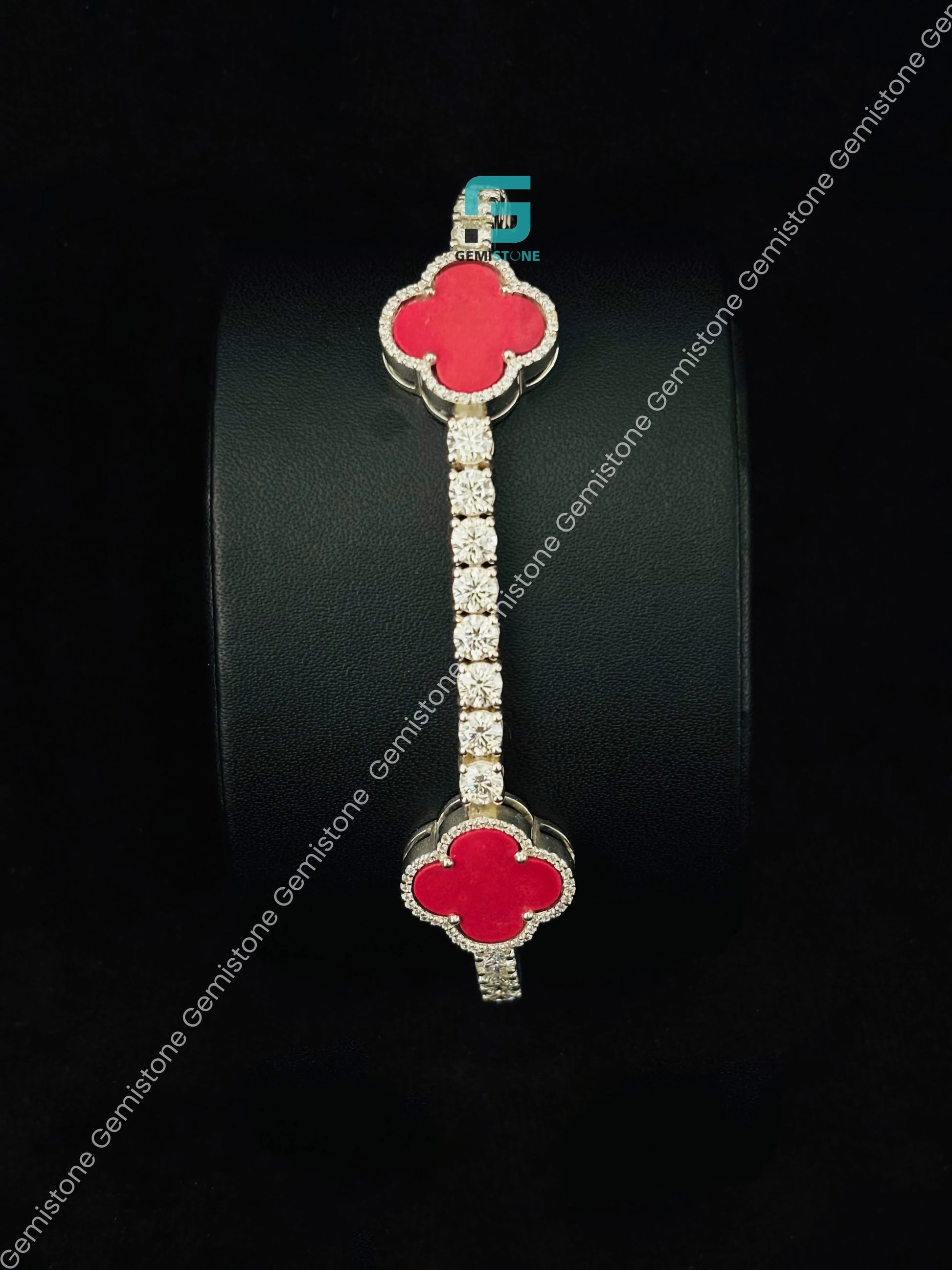 Pink Clover Moissanite Bracelet