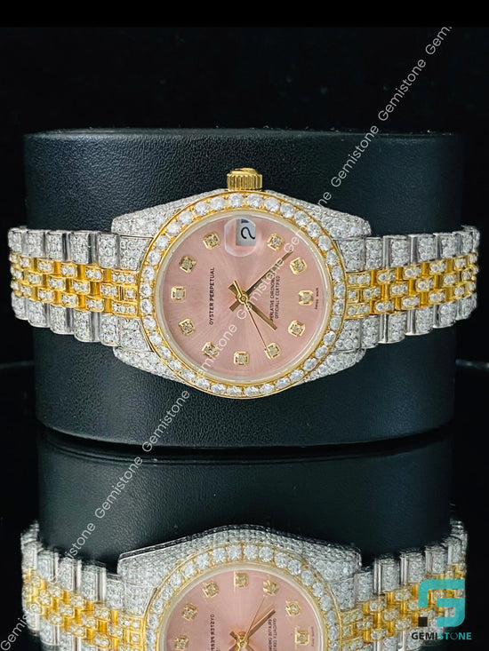 Pink_Dial_Moissanite_Watch_For_Men_Stainlee_Steel