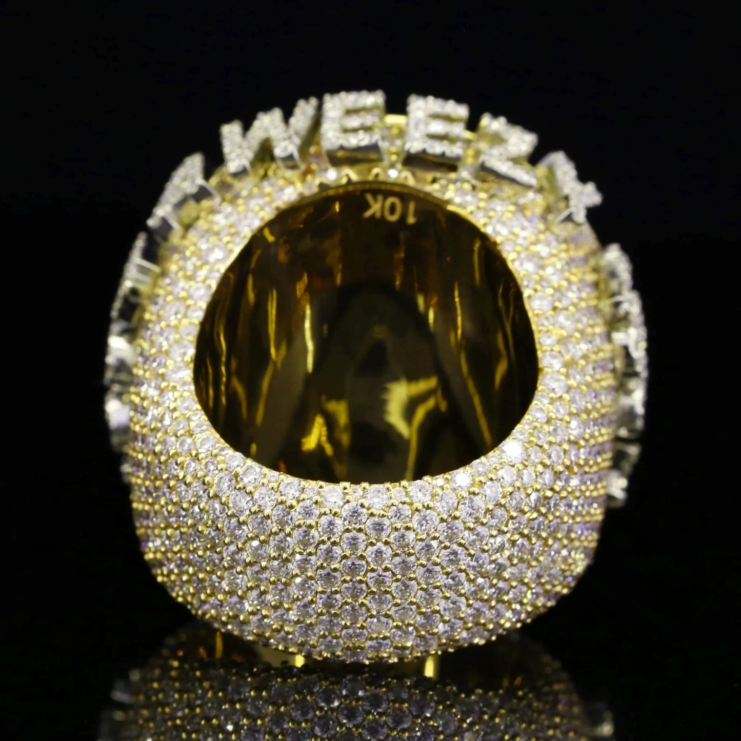 925 Silver Full Eternity Bust Down Moissanite V For Vendetta Ring