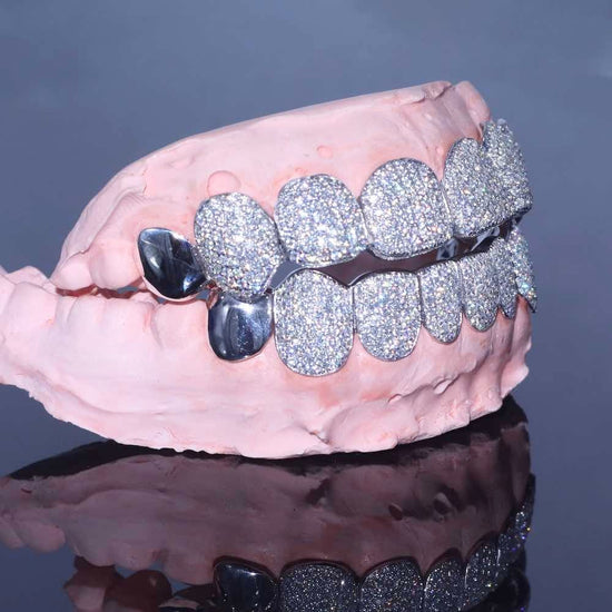 Round Cut VVS Iced Diamond Grillz Moissanite PASSES TEASTER