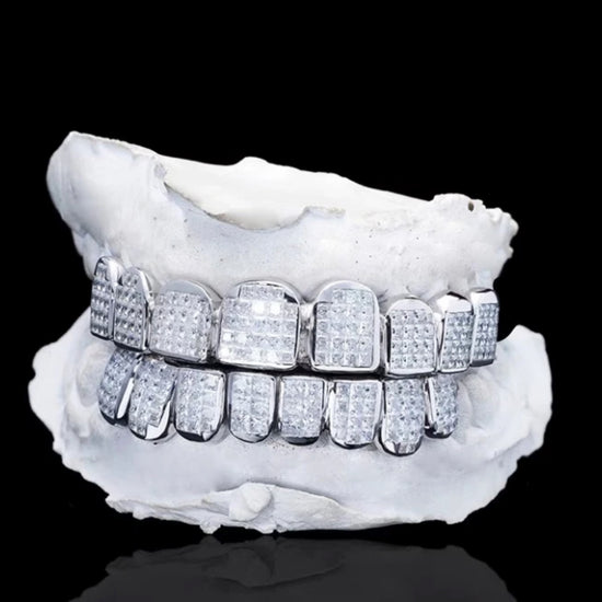 8 On 8 Moissanite Invisible Set Princess Cut Diamond Grillz
