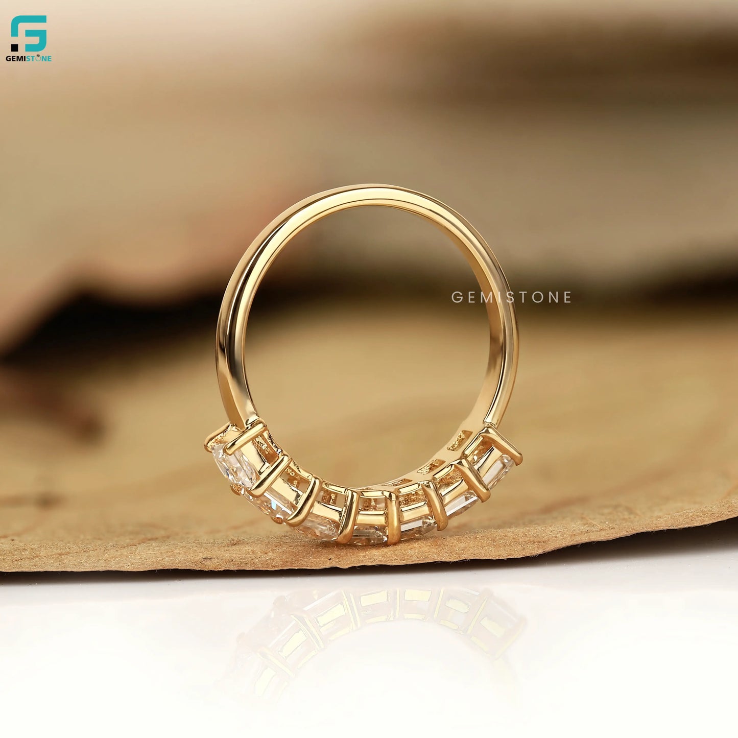 Princess Cut Lab Diamond Half Eternity Wedding Band