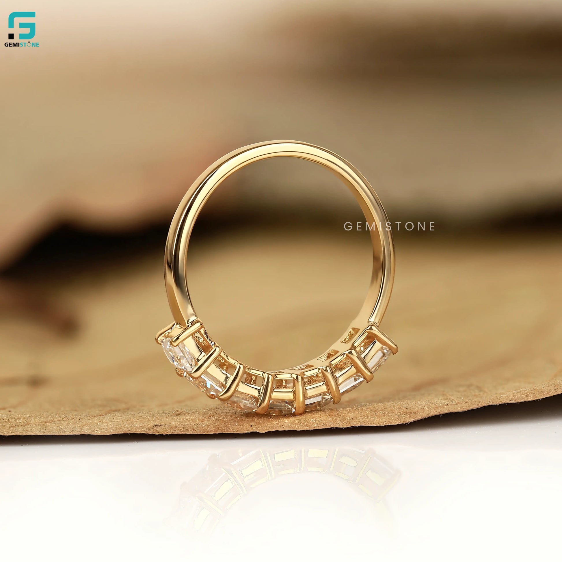 Princess Cut Lab Diamond Half Eternity Wedding Band