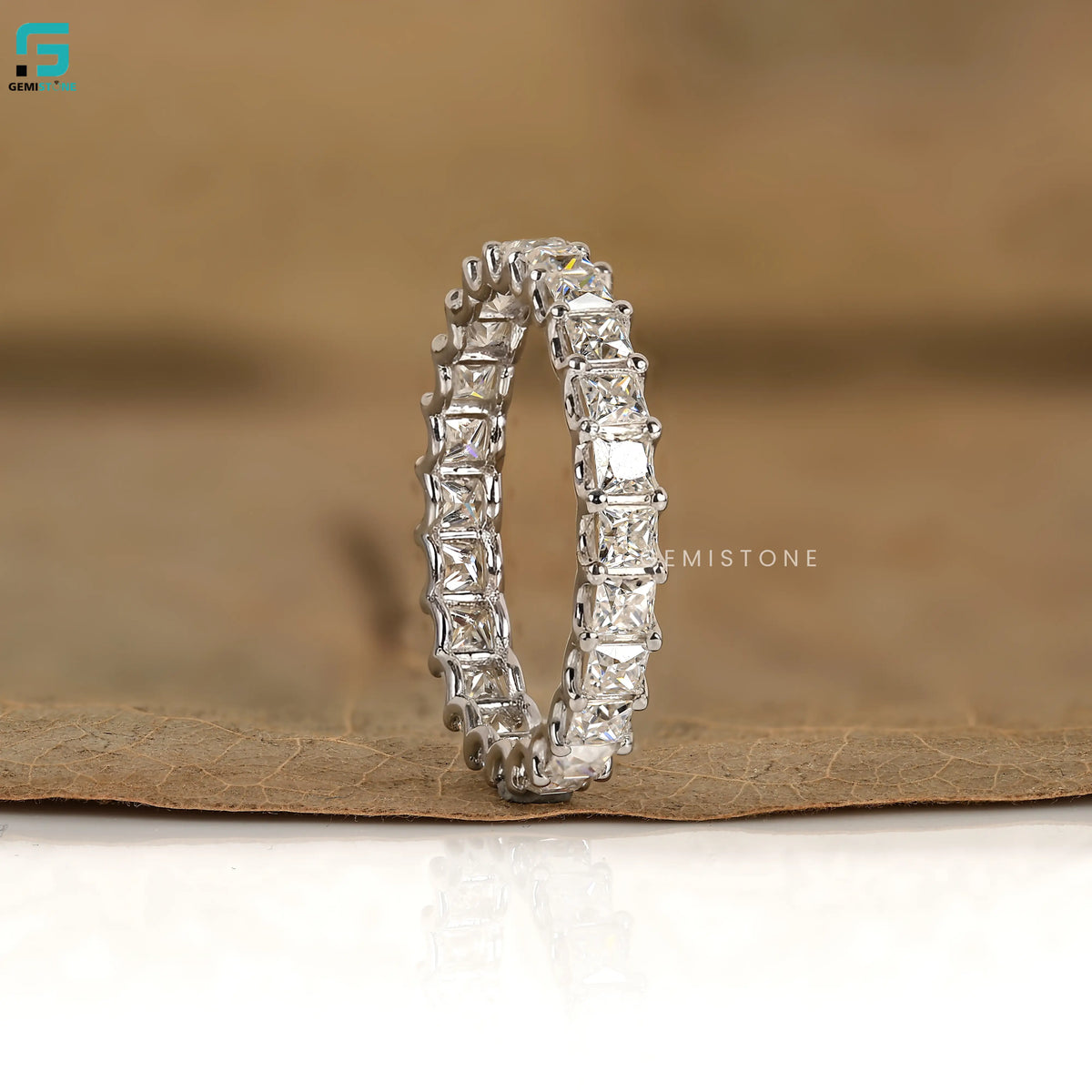 Princess Cut Lab Grown Diamond Full Eternity Wedding Band