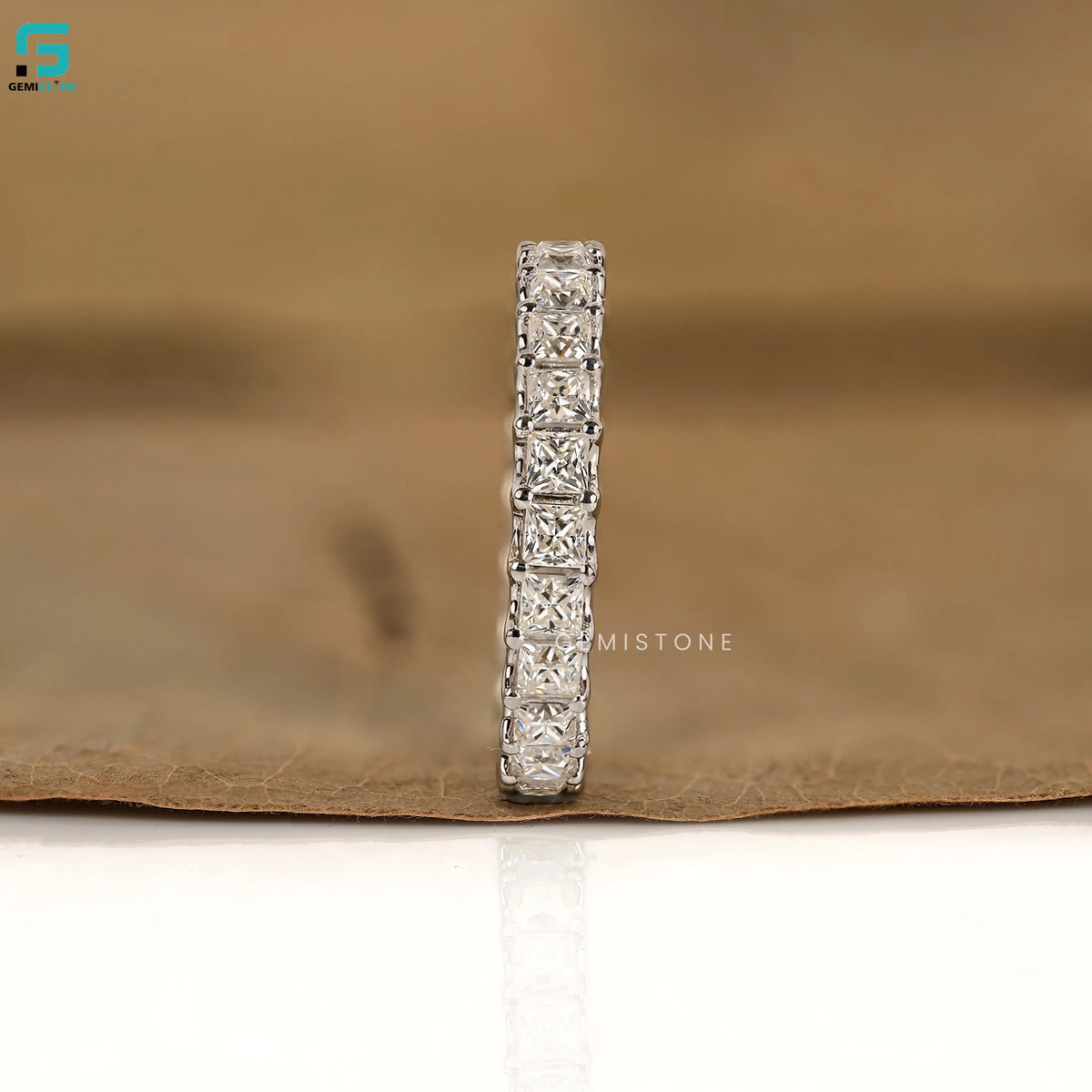 Princess Cut Lab Grown Diamond Full Eternity Wedding Band For Women
