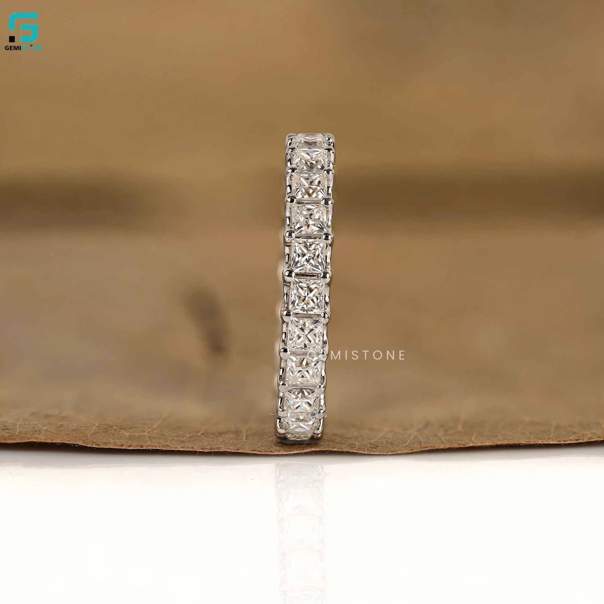 Princess Cut Lab Grown Diamond Full Eternity Wedding Band For Women