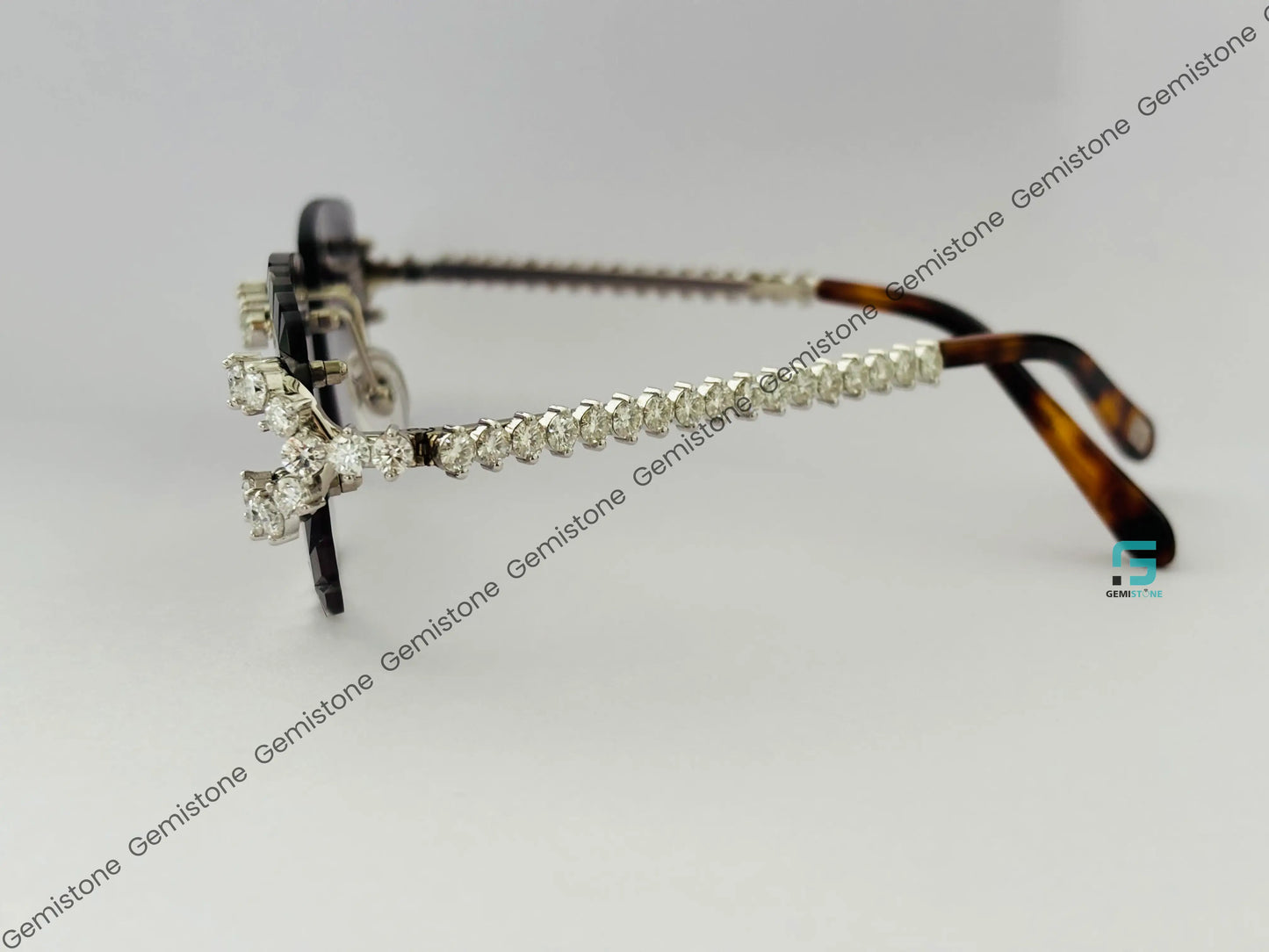 Luxury Rimless Purple Gradient Round Moissanite Sunglasses