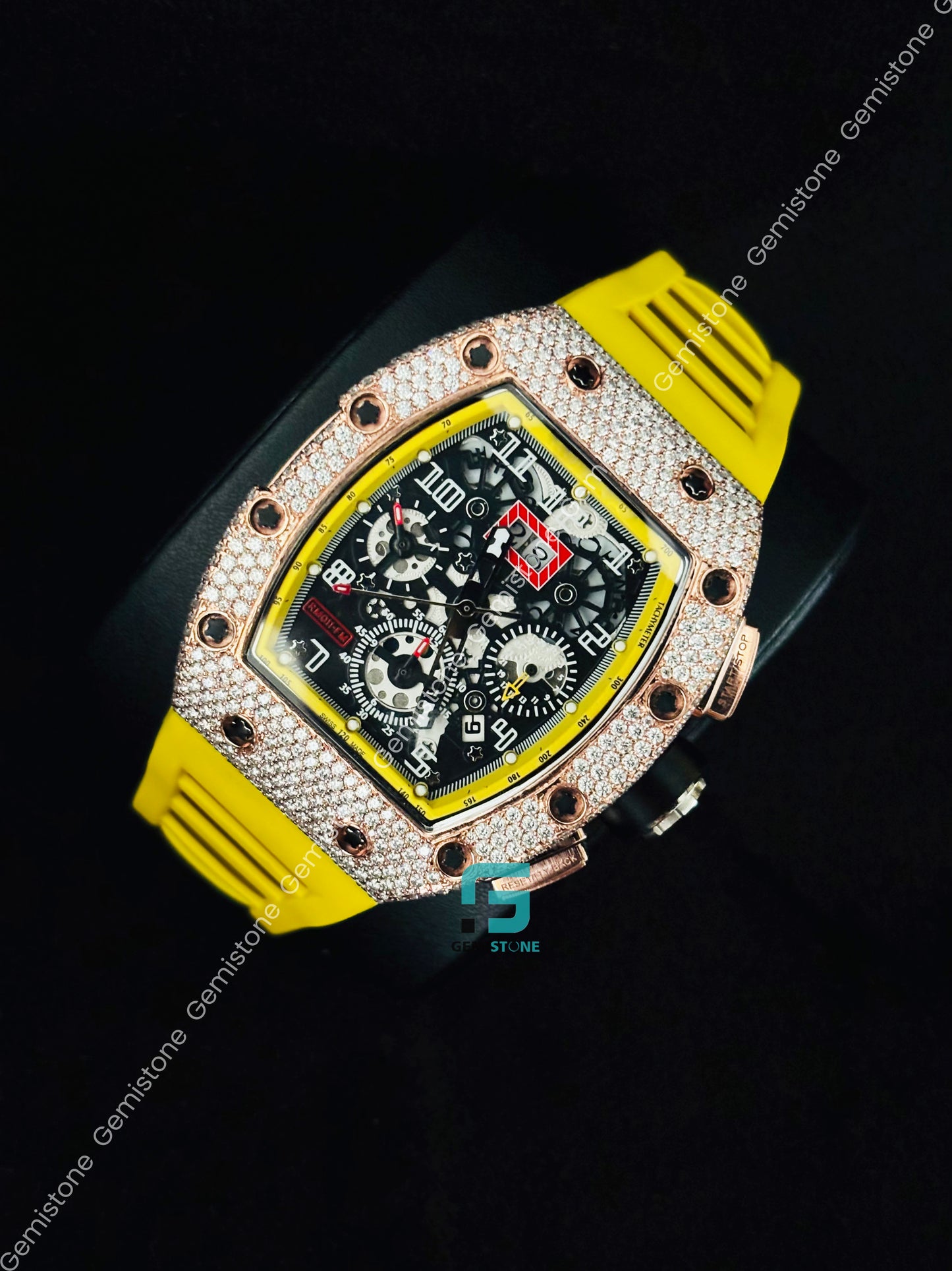 RM Moissanite Diamond Studded Watch For Men
