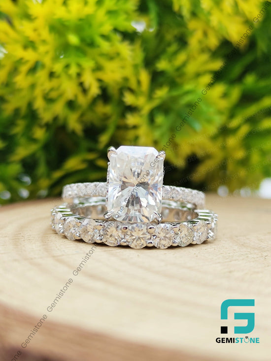 2.00 Ct Radiant Cut Moissanite Bridal Wedding Ring Set
