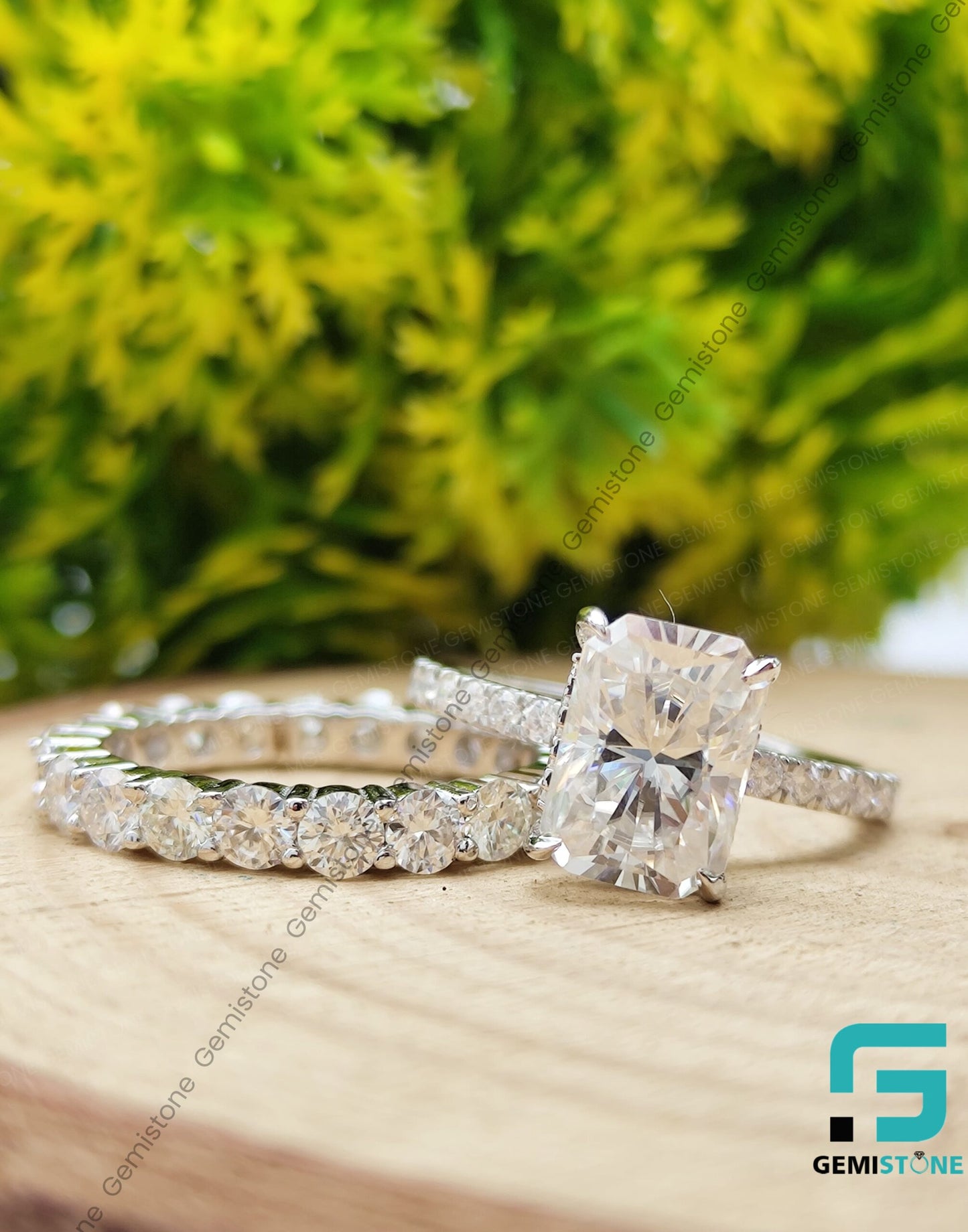 2.00 Ct Radiant Cut Moissanite Bridal Wedding Ring Set