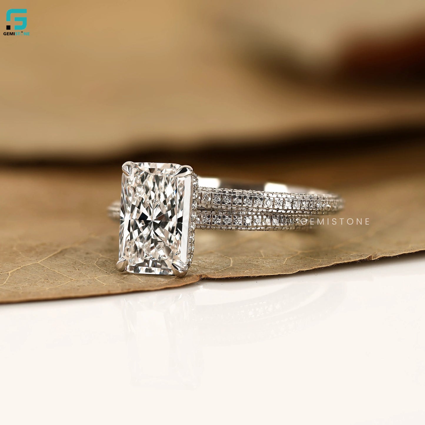 Radiant Halo Lab Diamond Bridal Set Wedding Bridal Set Ring