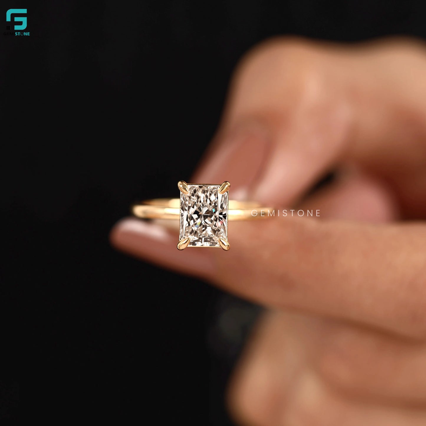 Lab Grown Diamond Radiant Cut Solitare Wedding Ring