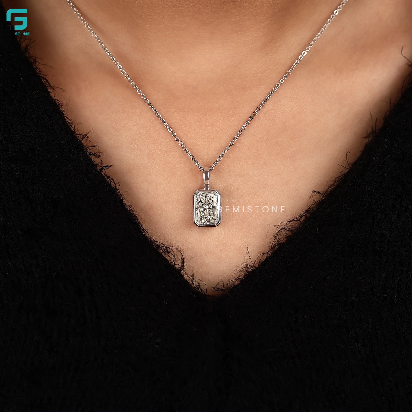 Radiant Cut Lab Diamond Pendant