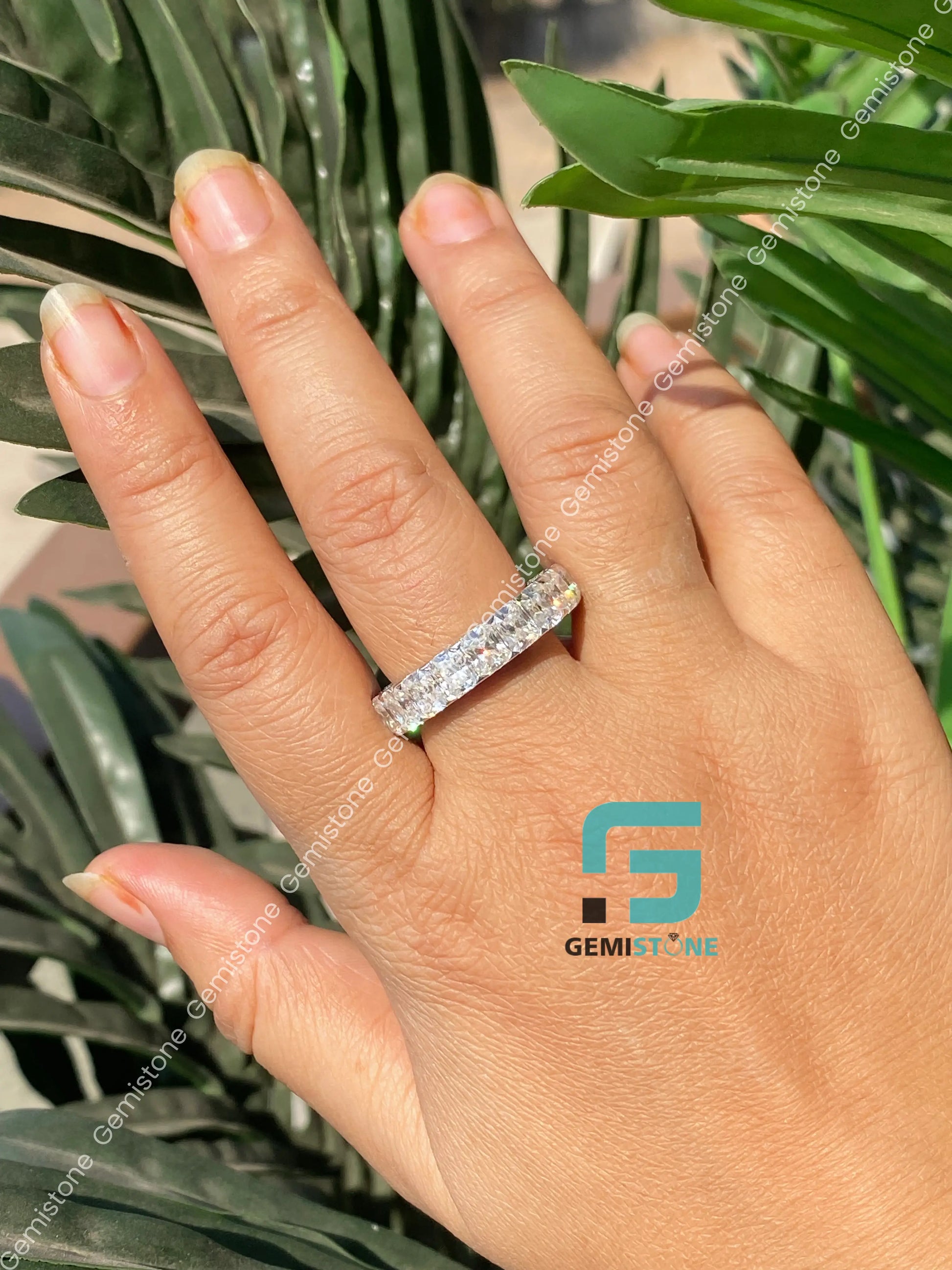 Radiant Cut Moissanite Eternity Band For Women
