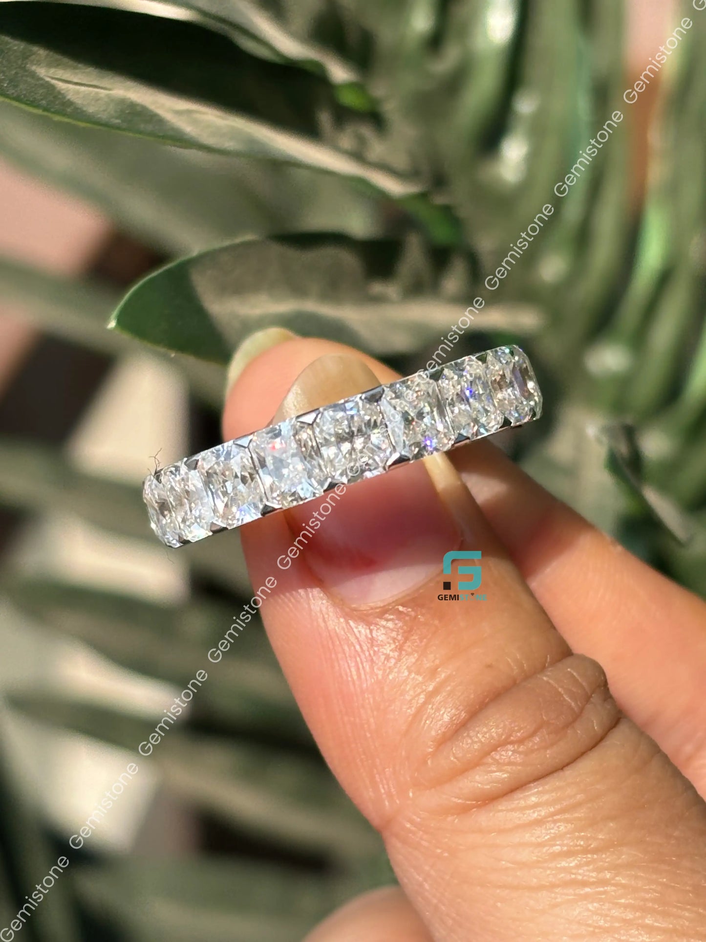 Radiant Cut Moissanite Eternity band For Women