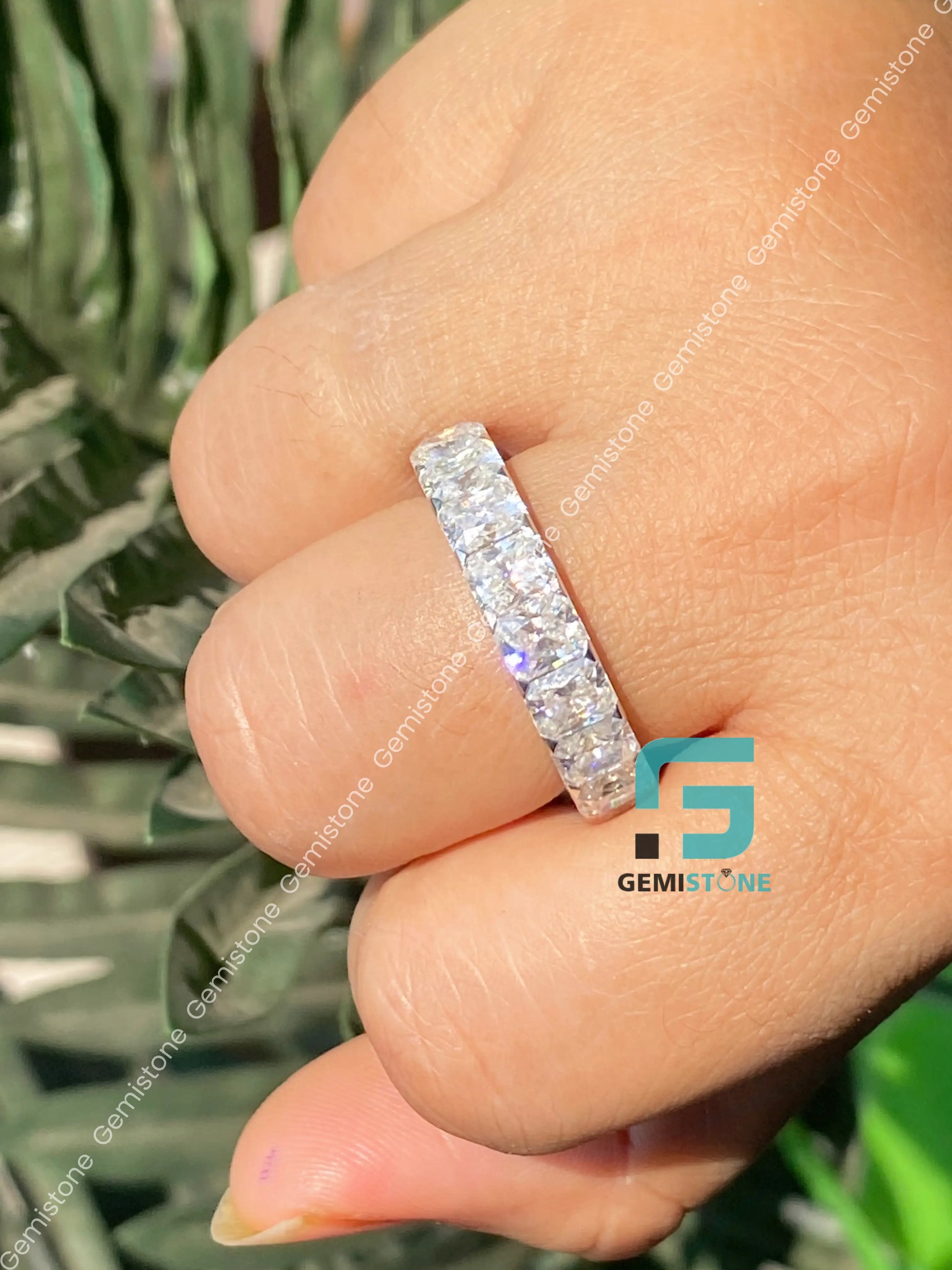 Radiant Moissanite Matching Engagement Band For Women