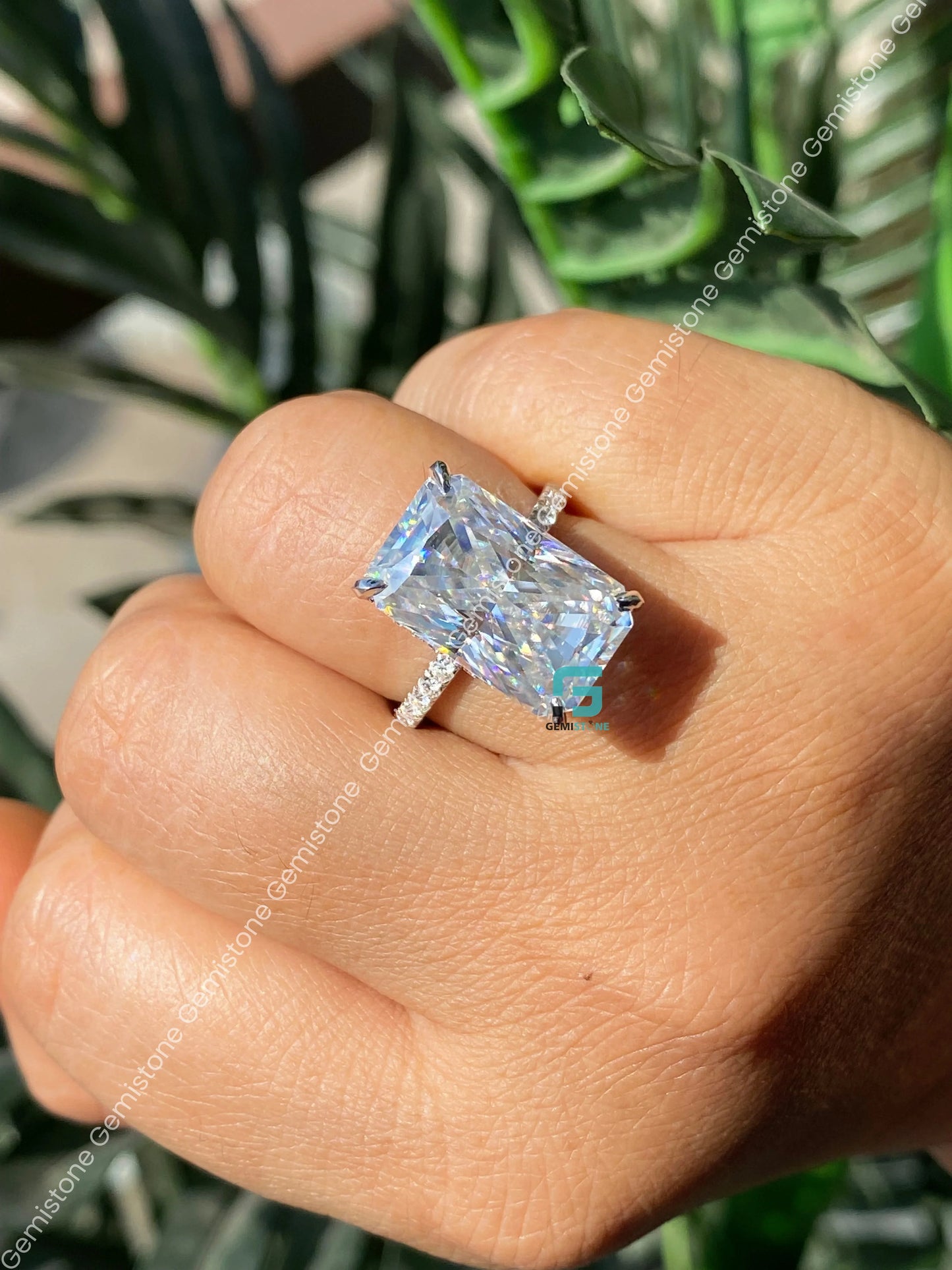 Radiant Moissanite Wedding Ring