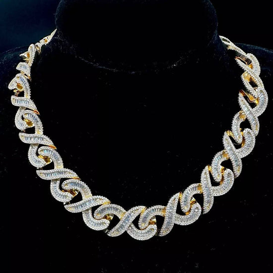 20MM Heavy Hip Hop Moissanite Baguette Link Cuban Chain Choker 22"