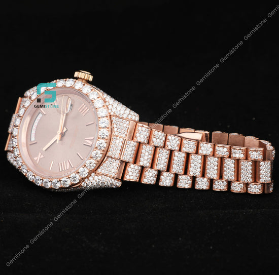 VVS Moissanite Chocolate Dial Hip Hop Iced Out Diamond Watch