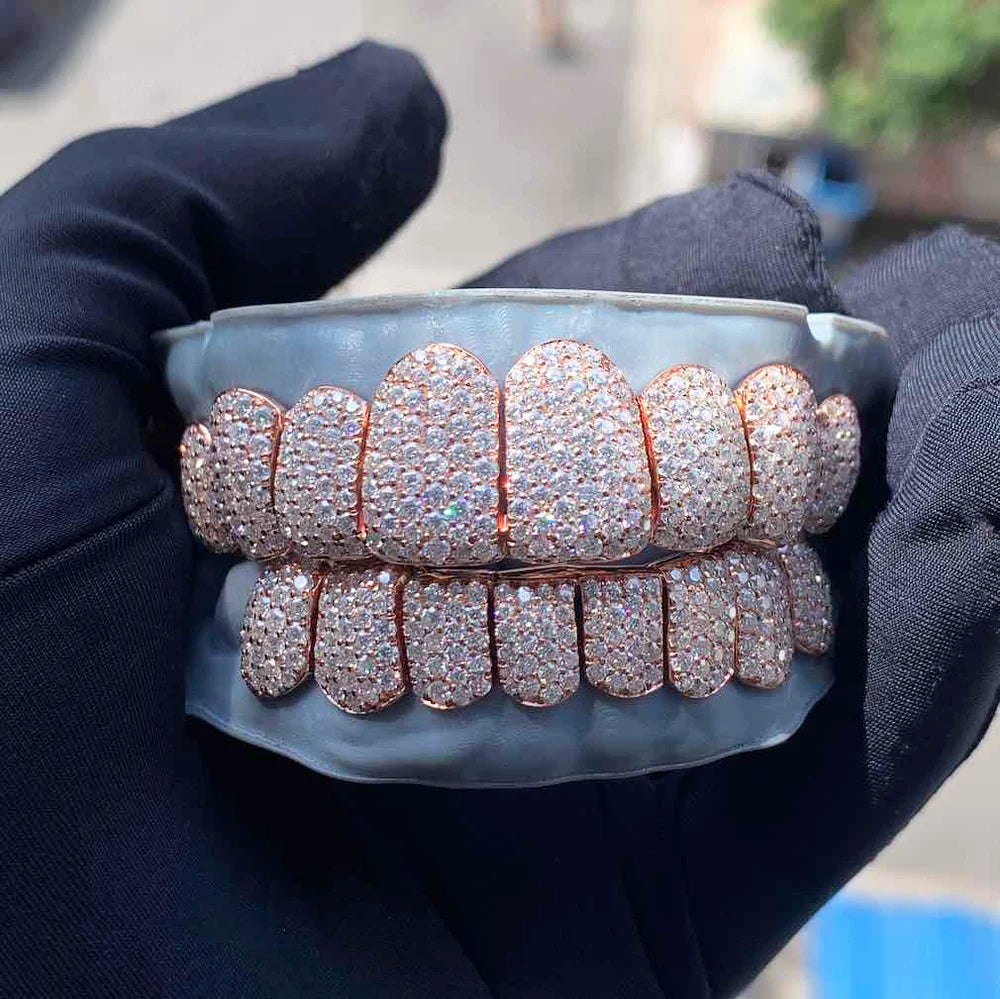 8 on 8 Custom Iced Out Perm Cut Diamond Moissanite Grillz