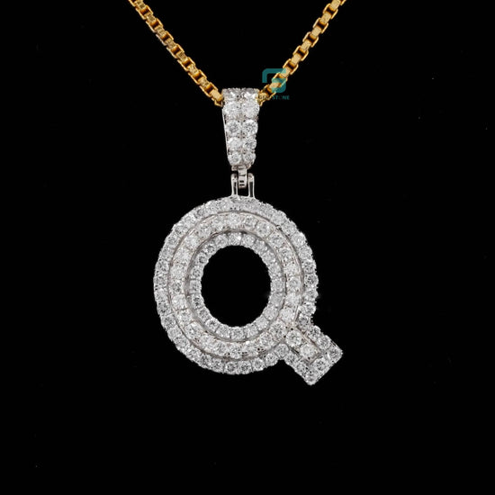 Stunning Round Cut VVS Moissanite Diamond Q Initial Pendant