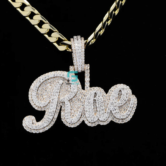 14K Gold Fully Iced Out VVS Moissanite Diamond Letter Pendant