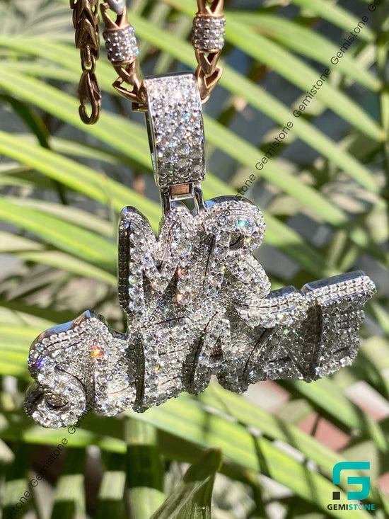 Custom Iced Out Moissanite Diamond Intial Letter Pendant "MR SLEAZE"