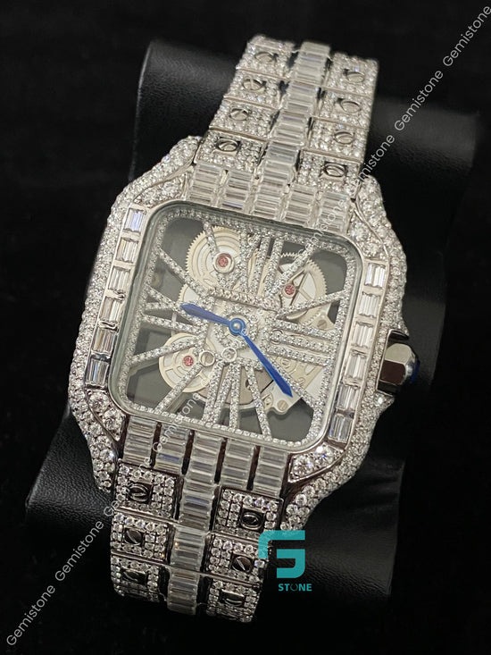 Rappers Baguette Cut Diamond Watch