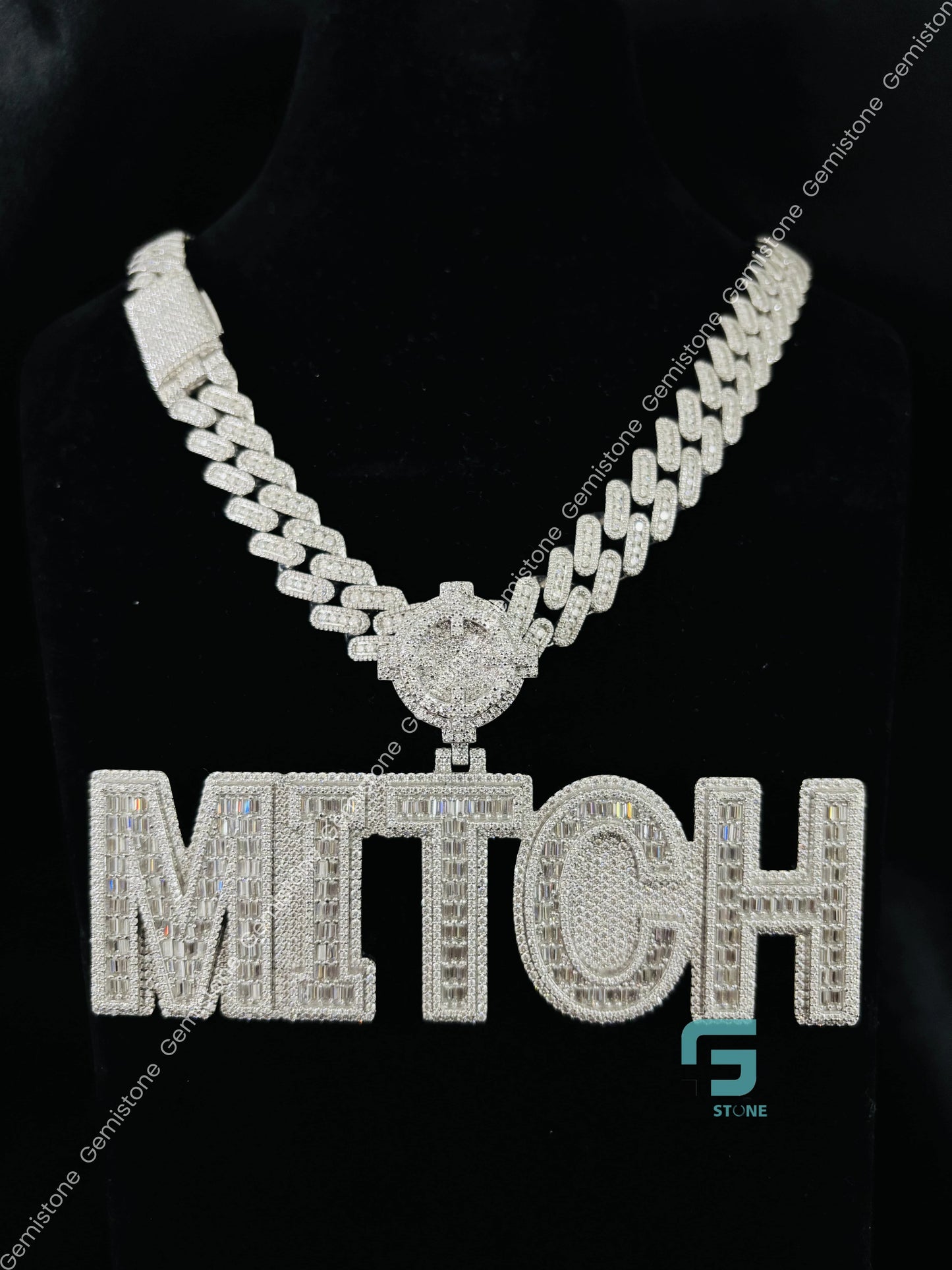 Rappers Moissanite Baguette Custom Name Pendants