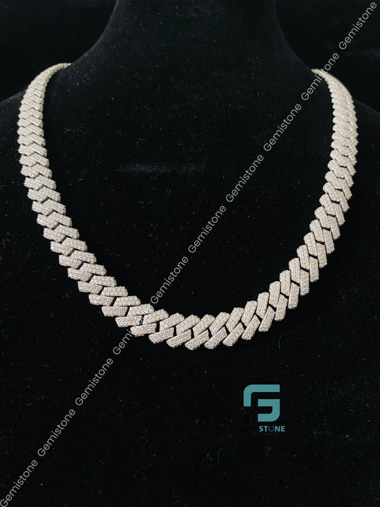 Rappers Starling Silver Fully Studded Moissanite Chain