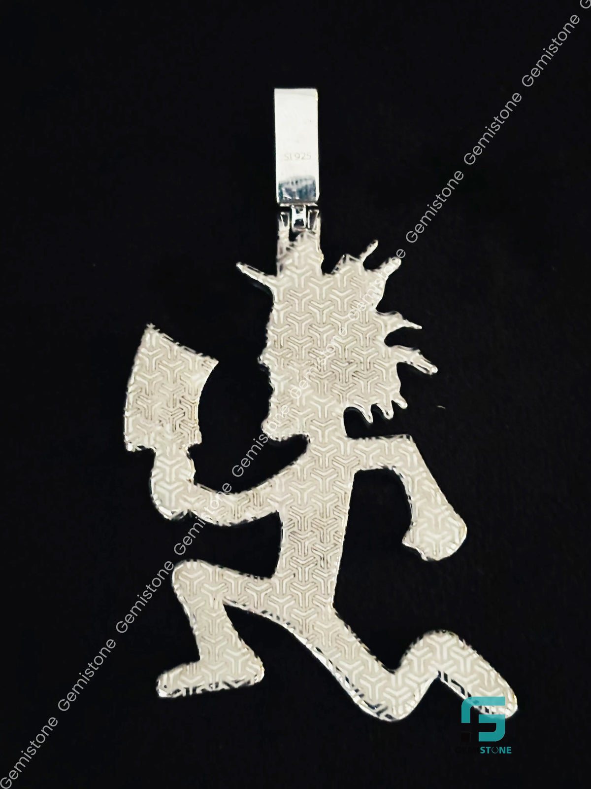 925 Silver Sky Blue Diamond Cartoon Hip Hop Hatchet Pendant