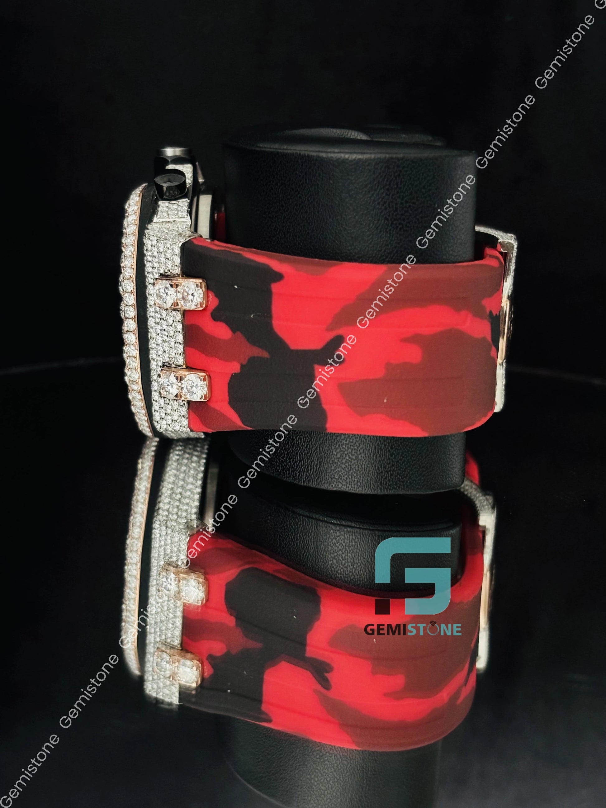 Red Army Silicon Strap Hip Hop Iced out Watch for Him