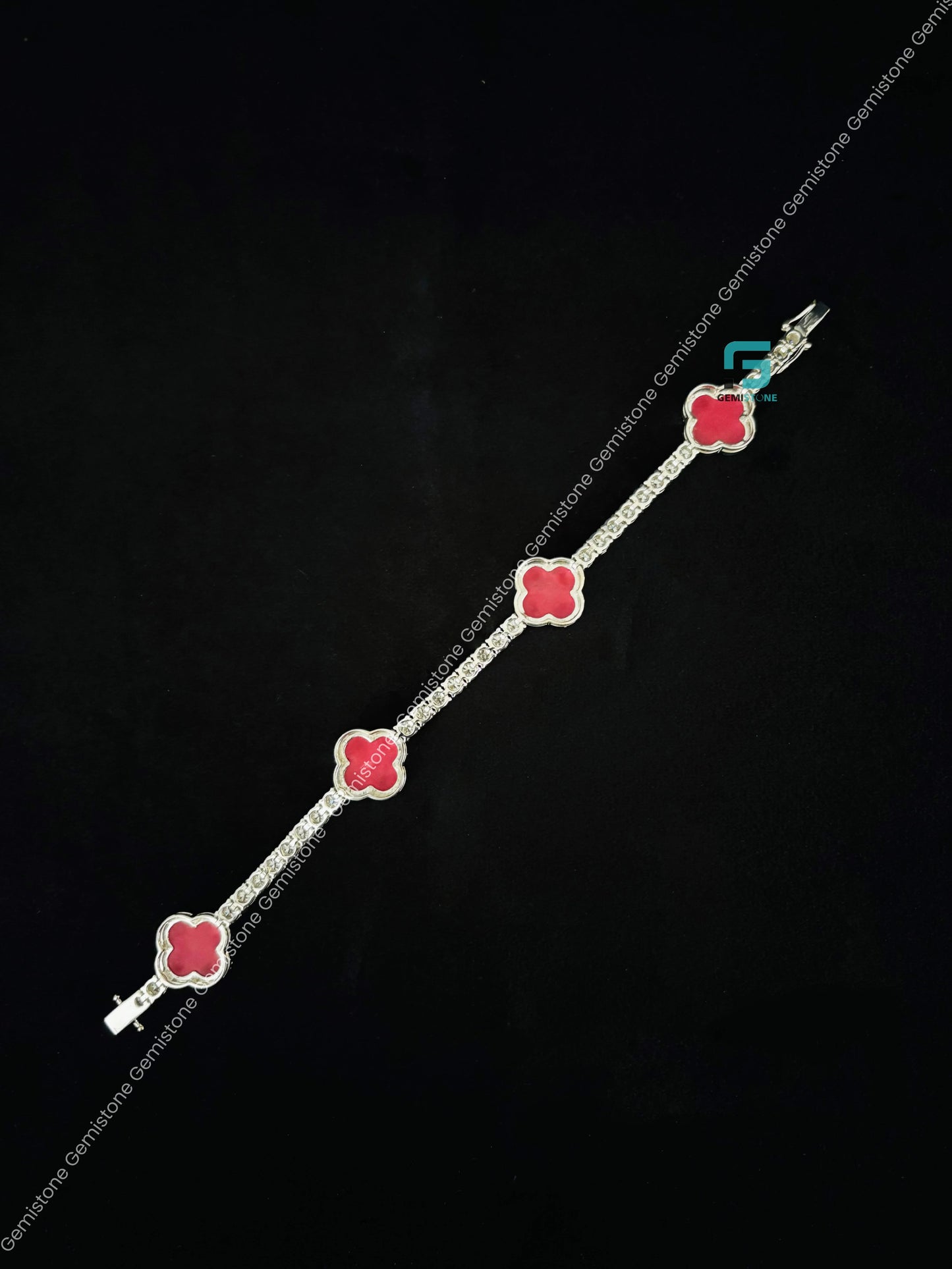 Red Clover Moissanite Bracelet